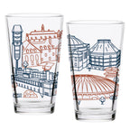 Set of 2 Illinois Fighting Illini Campus Line Art 16oz Pints