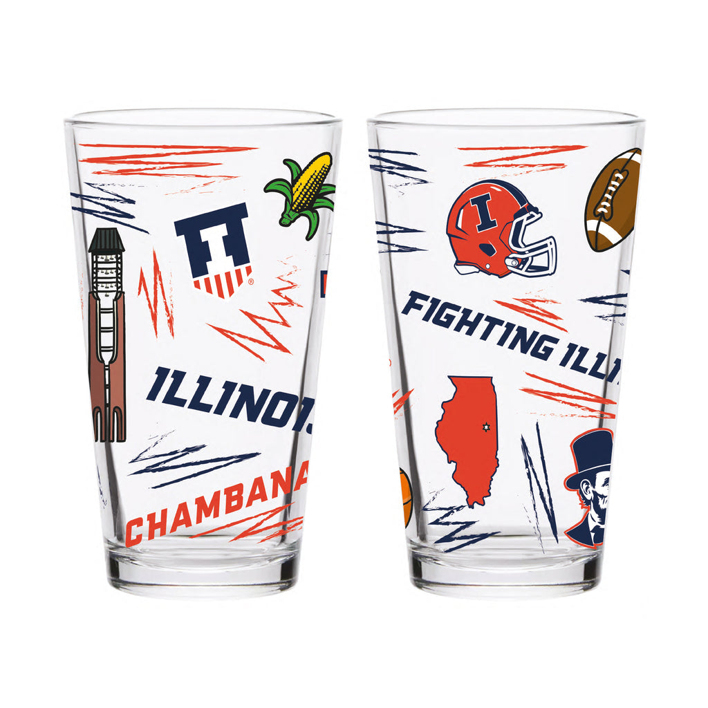 Set of 2 Illinois Fighting Illini Local 16oz Pints