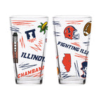 Set of 2 Illinois Fighting Illini Local 16oz Pints
