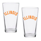 Set of 2 Illinois Fighting Illini College Vault Sketch 16oz Pints