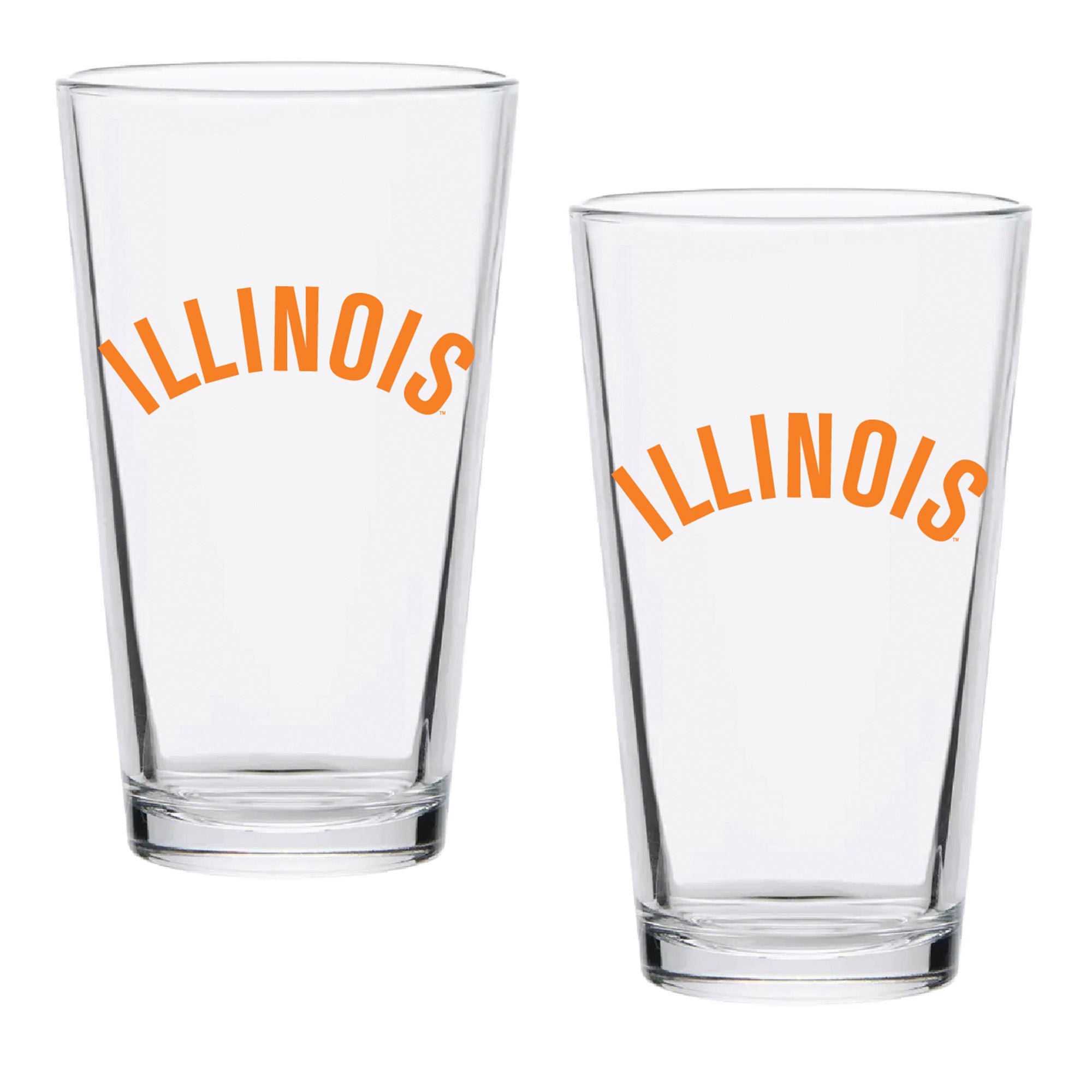 Set of 2 Illinois Fighting Illini College Vault Sketch 16oz Pints
