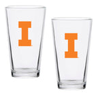 Set of 2 Illinois Fighting Illini College Vault Sketch 16oz Pints