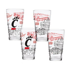 Set of 4 Cincinnati Bearcats Campus Line Art 16oz Pints