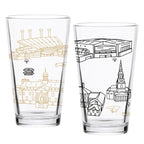 Set of 2 Wake Forest Demon Deacons Campus Line Art 16oz Pints