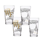 Set of 4 Wake Forest Demon Deacons Campus Line Art 16oz Pints