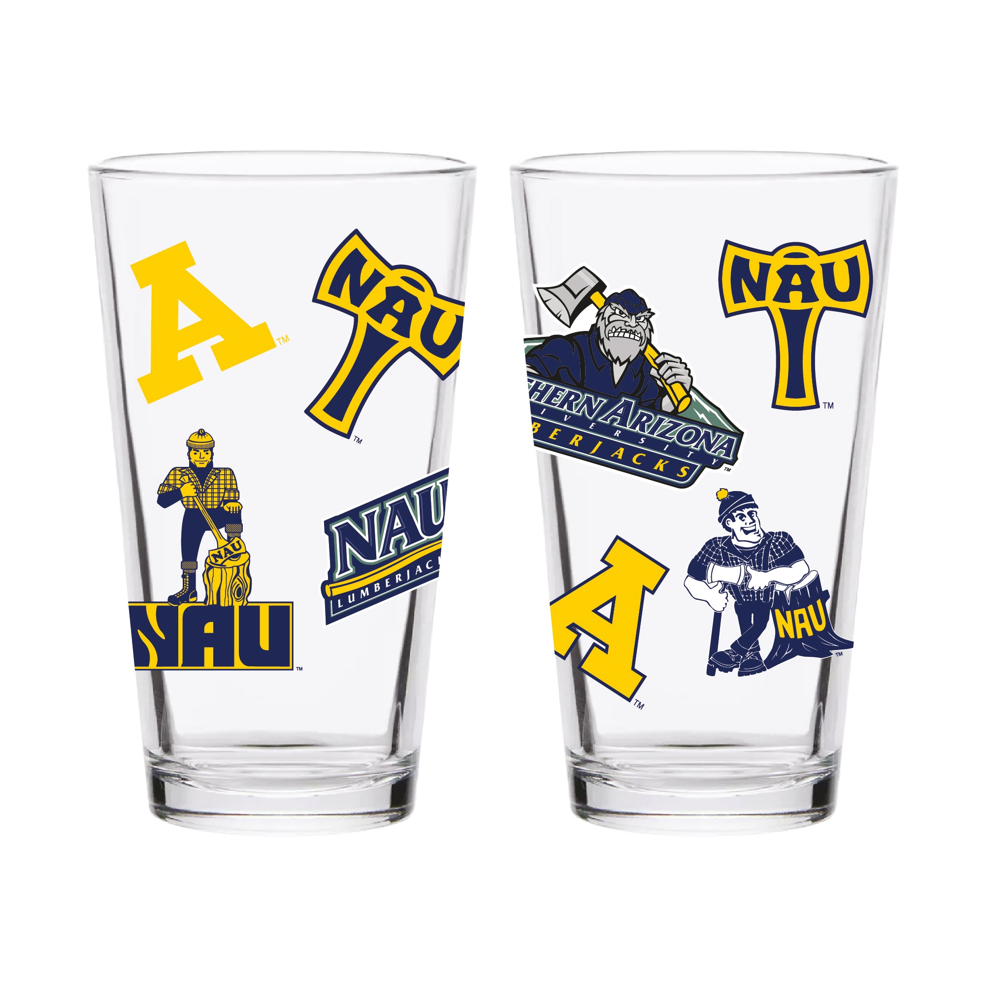 Set of 2 Northern Arizona Lumberjacks 16oz Medley Pints