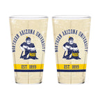 Northern Arizona Lumberjacks Set of 2 College Vault Tan Retro 16oz Pint Glasses