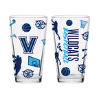 Set of 2 Villanova Wildcats Basketball Sketch 16oz Pints