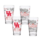 Set of 4 Houston Cougars Campus Line Art 16oz Pints