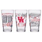Set of 2 Houston Cougars Campus Line Art 16oz Pints