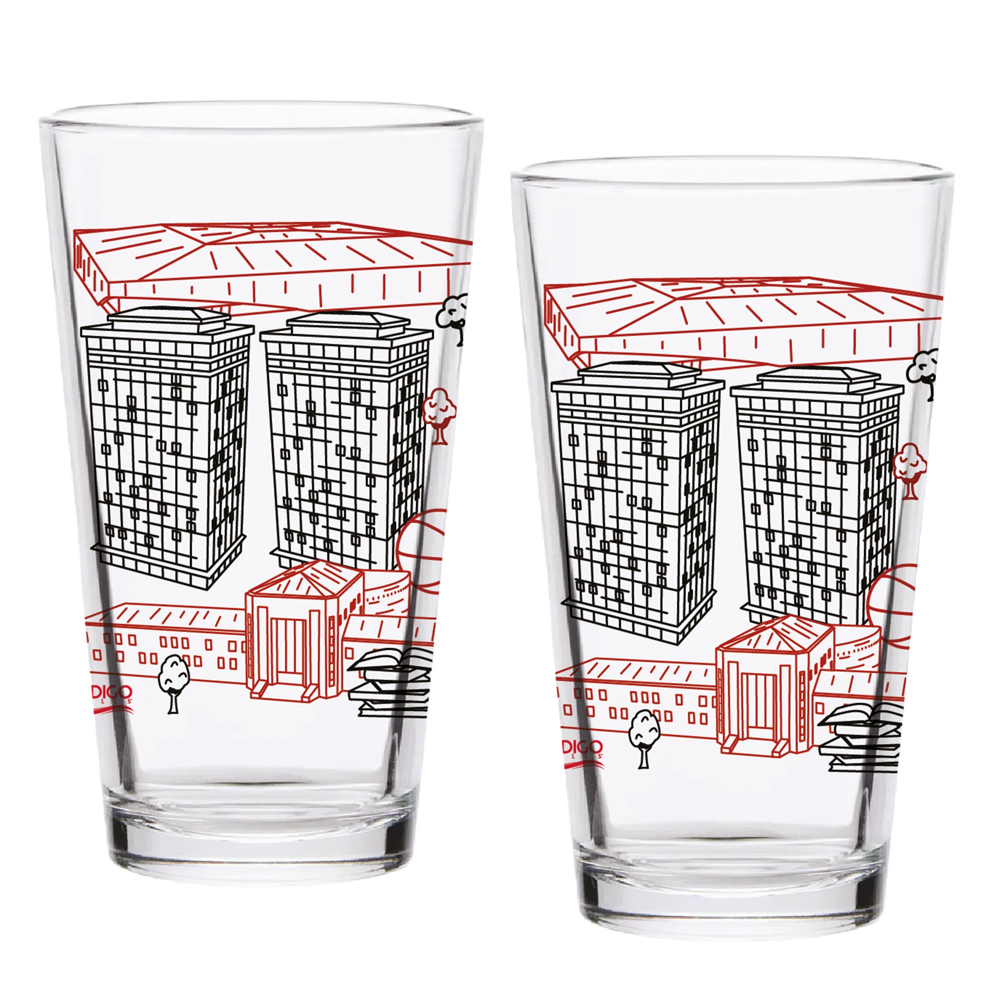 Set of 2 Houston Cougars Campus Line Art 16oz Pints