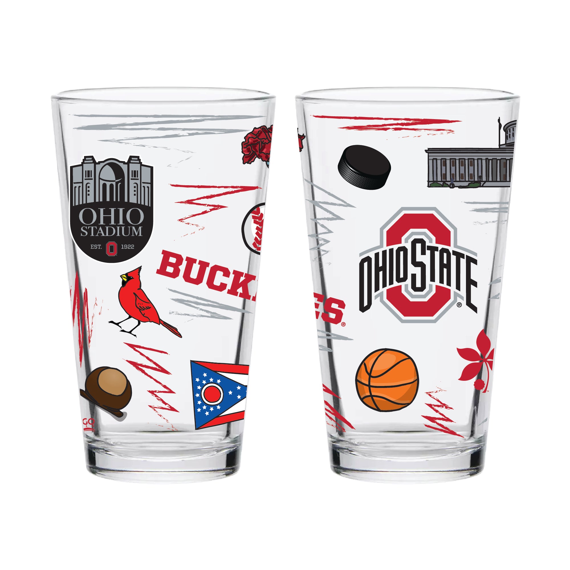 Set of 2 Ohio State Buckeyes Local 16oz Pints