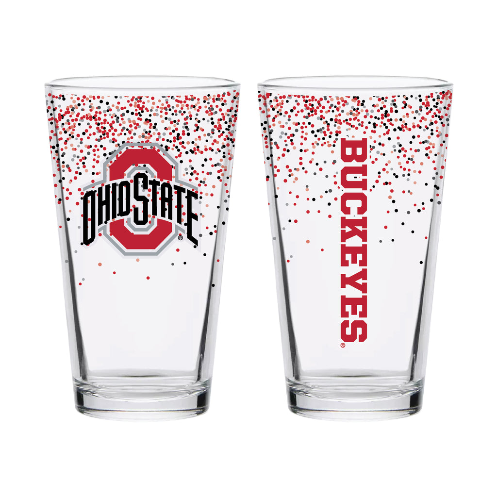 Set of 2 Ohio State Buckeyes Confetti 16oz Pints
