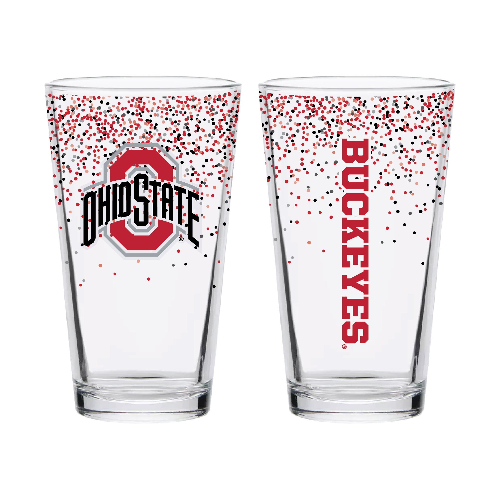 Set of 2 Ohio State Buckeyes Confetti 16oz Pints