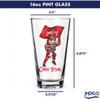 Set of 4 Ohio State Buckeyes Mascot by Laura Wilcox 16oz Pint Glasses