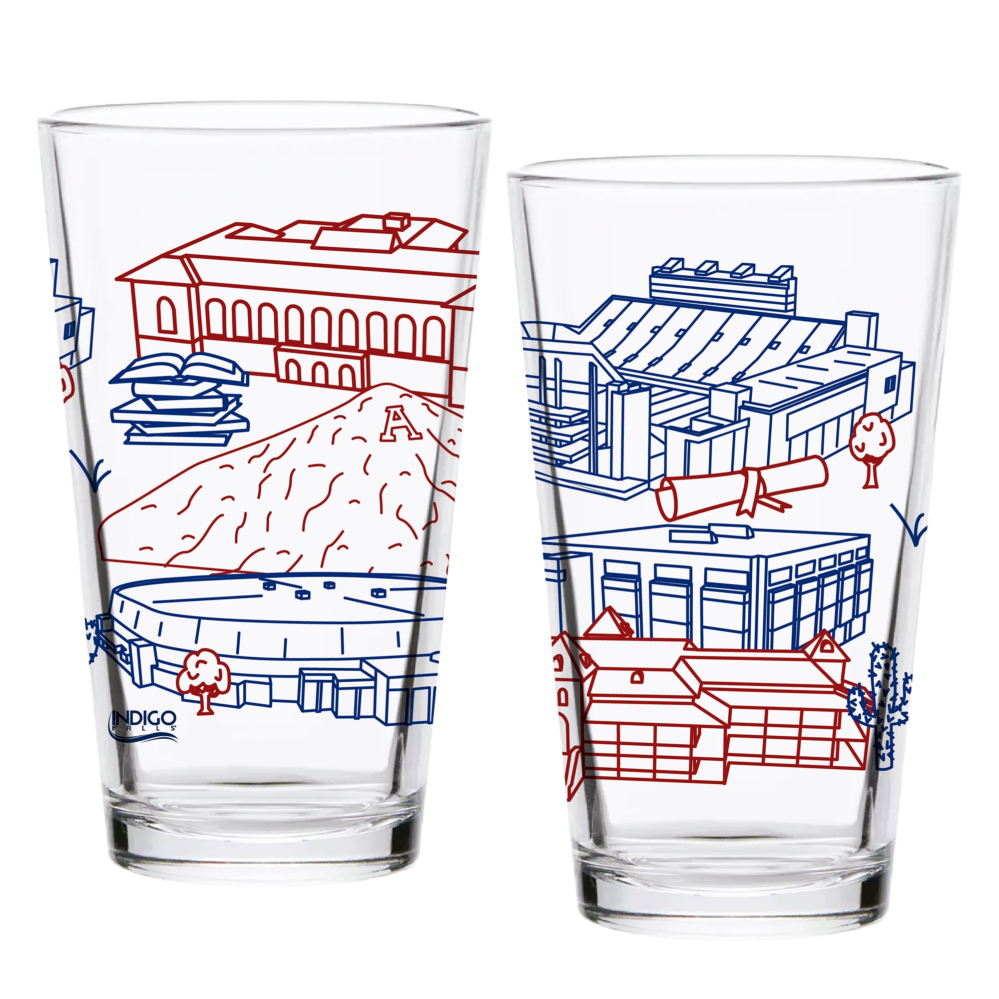 Set of 2 Arizona Wildcats Campus Line Art 16oz Pints
