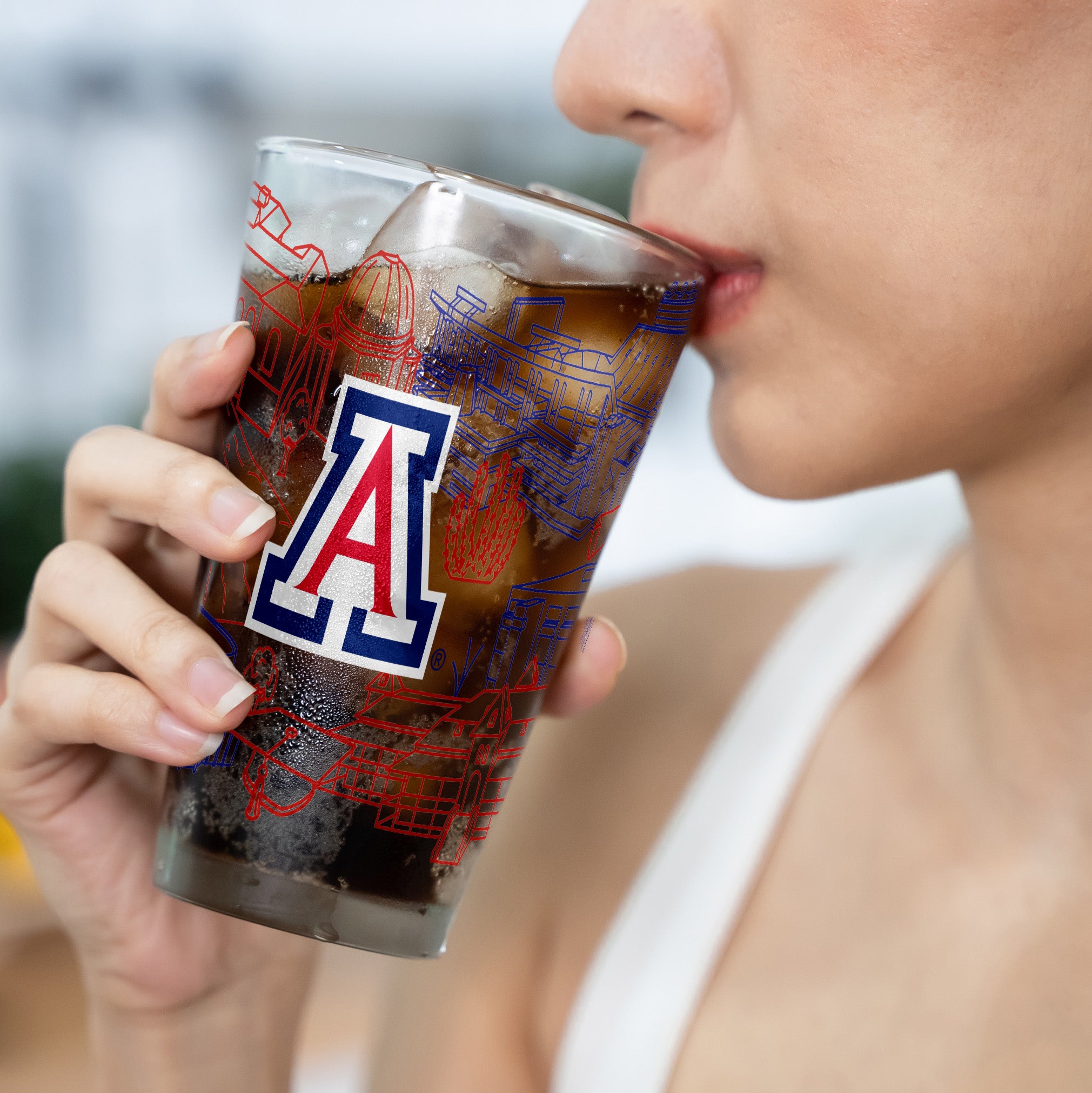 Set of 2 Arizona Wildcats Campus Line Art 16oz Pints