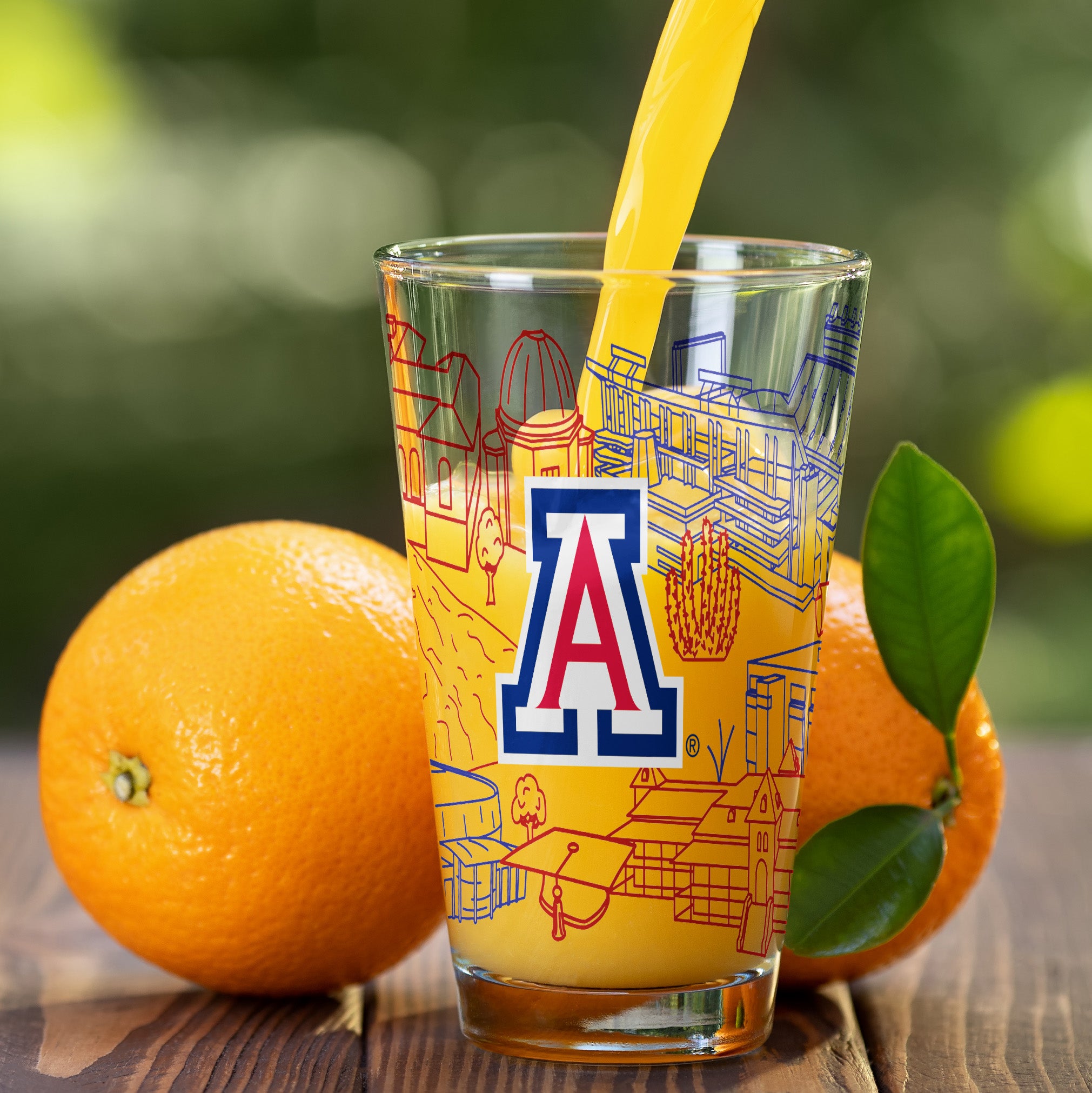 Set of 2 Arizona Wildcats Campus Line Art 16oz Pints