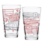 Set of 2 Utah Utes Campus Line Art 16oz Pints