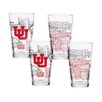 Set of 4 Utah Utes Campus Line Art 16oz Pints