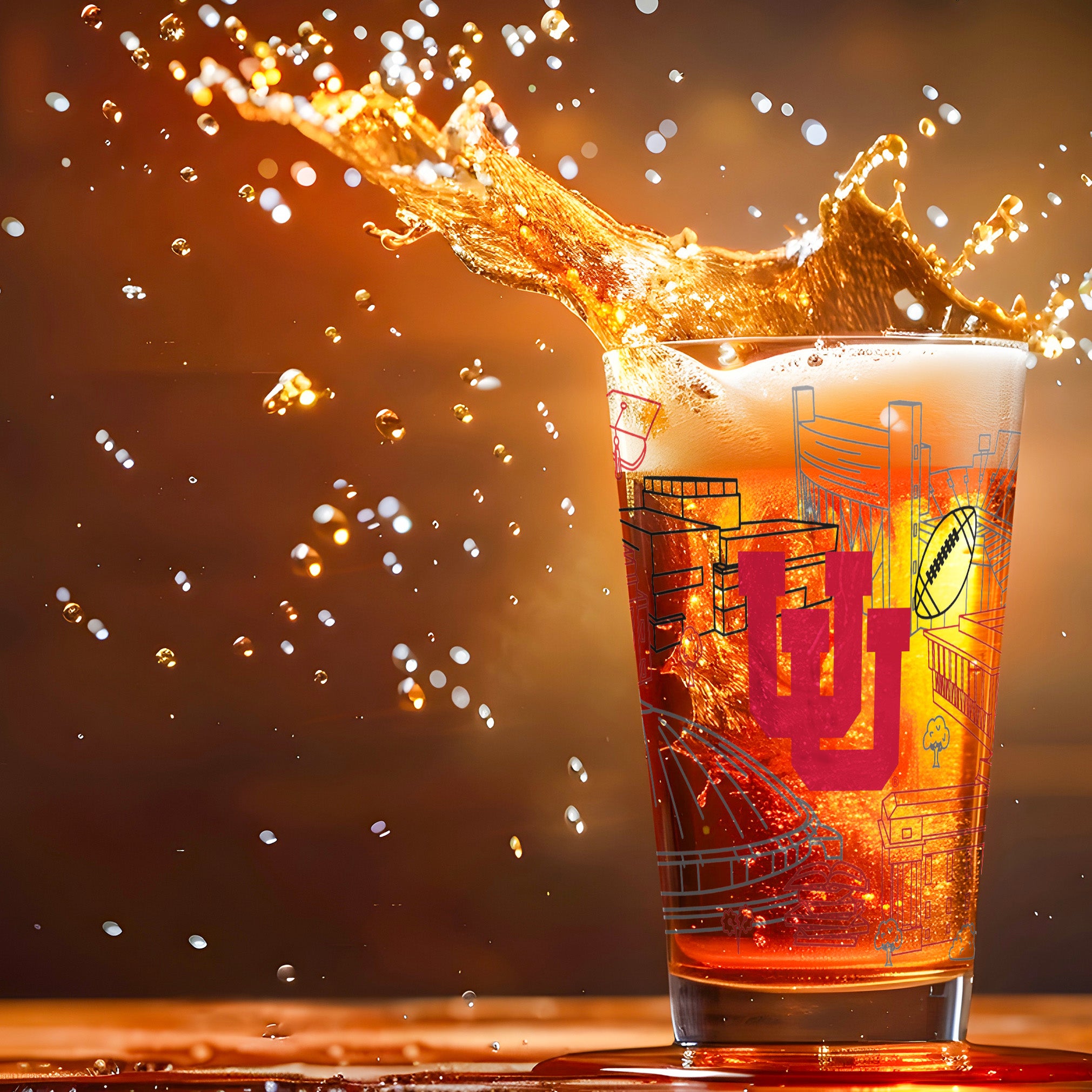 Set of 2 Utah Utes Campus Line Art 16oz Pints