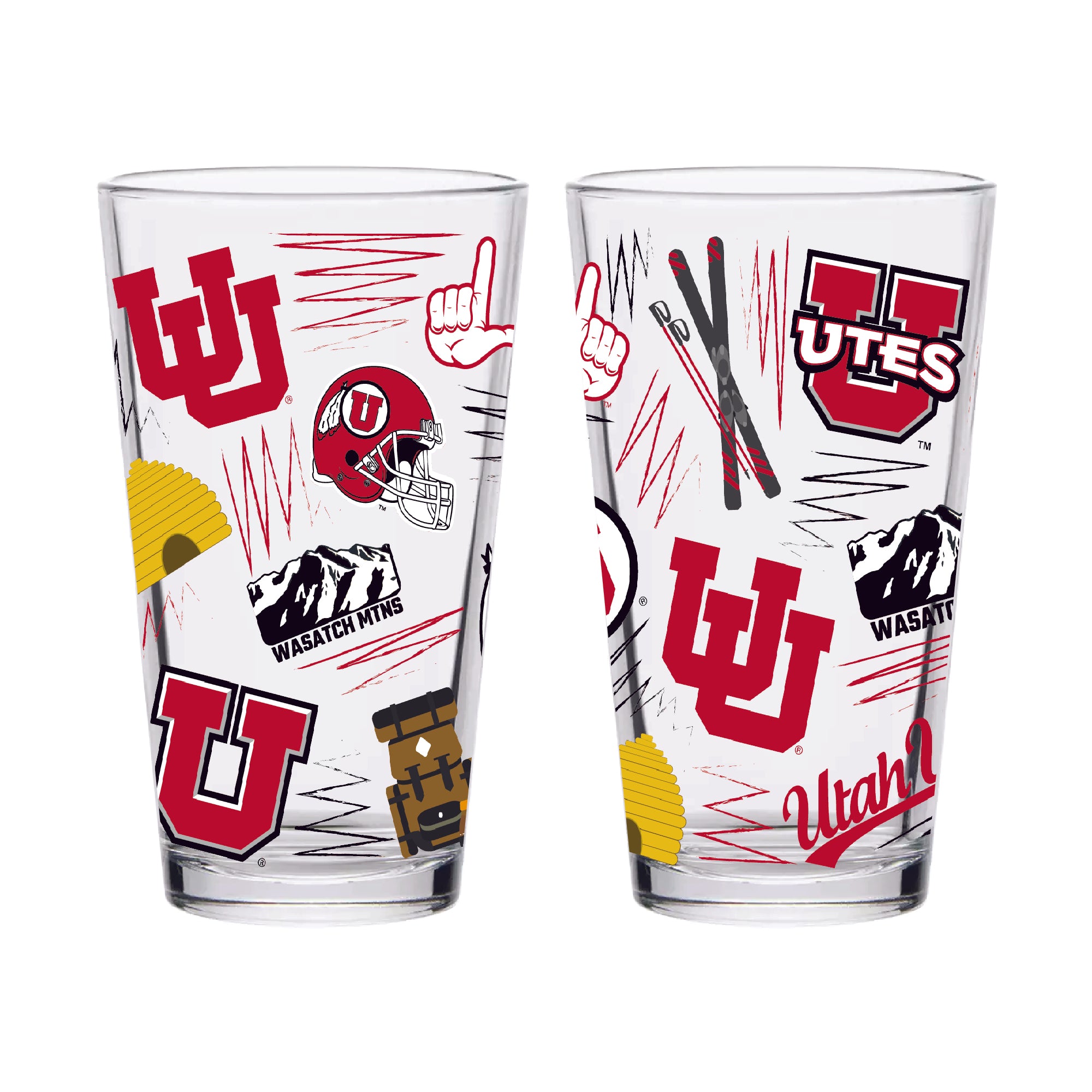 Set of 2 Utah Utes Local 16oz Pints