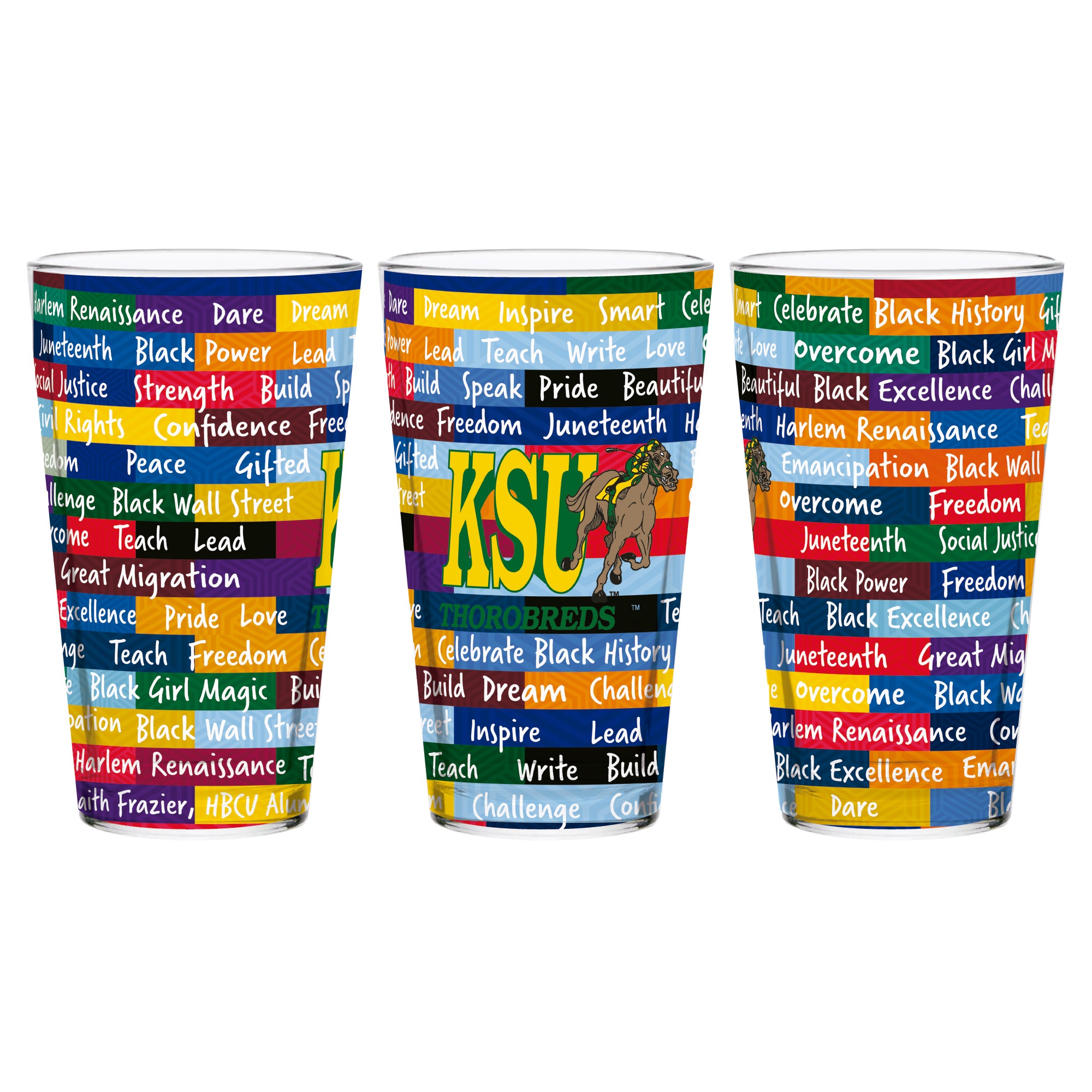 Kentucky State Thorobreds 16oz BHM Pint Glasses | Set of 2