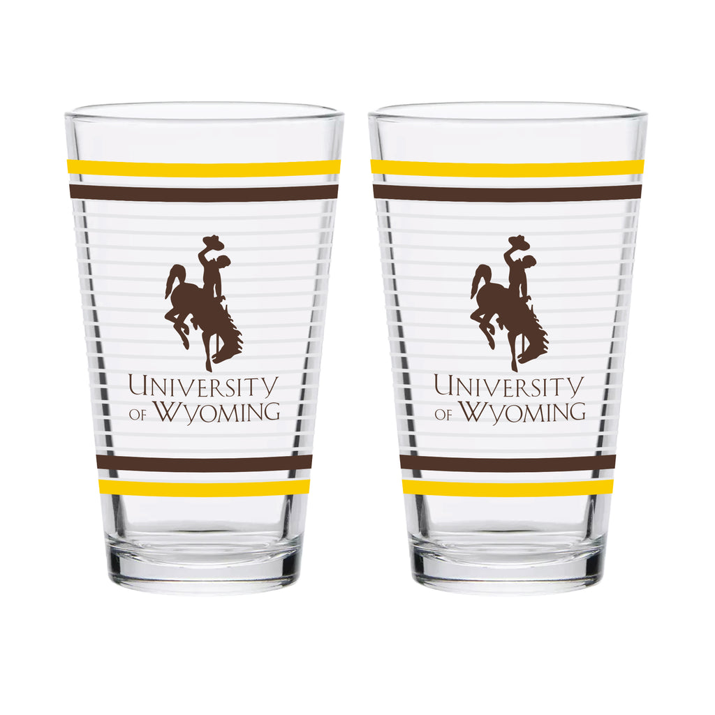Set of 2 Wyoming Cowboys 16oz Ring Pints