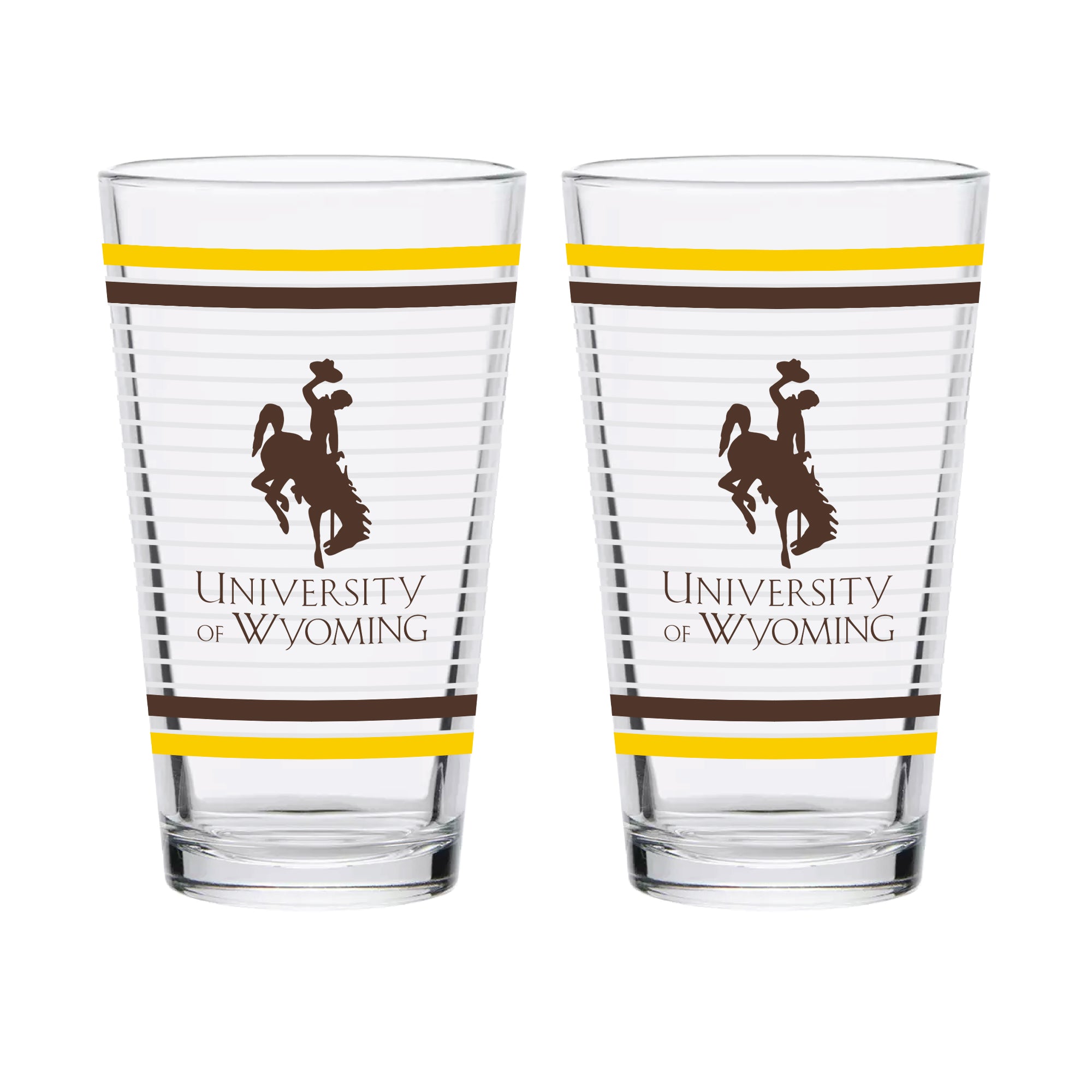 Set of 2 Wyoming Cowboys 16oz Ring Pints