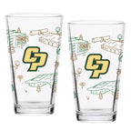 Set of 2 Cal Poly Mustangs Campus Line Art 16oz Pints