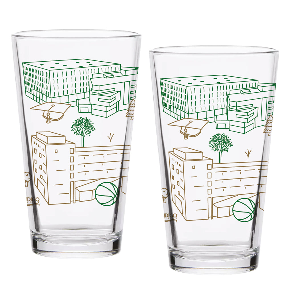 Set of 2 Cal Poly Mustangs Campus Line Art 16oz Pints