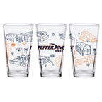 Set of 2 Pepperdine Waves Campus Line Art 16oz Pints