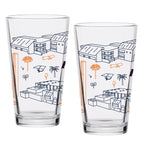 Set of 2 Pepperdine Waves Campus Line Art 16oz Pints