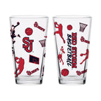 Set of 2 St. Johns Basketball Sketch 16oz Pints
