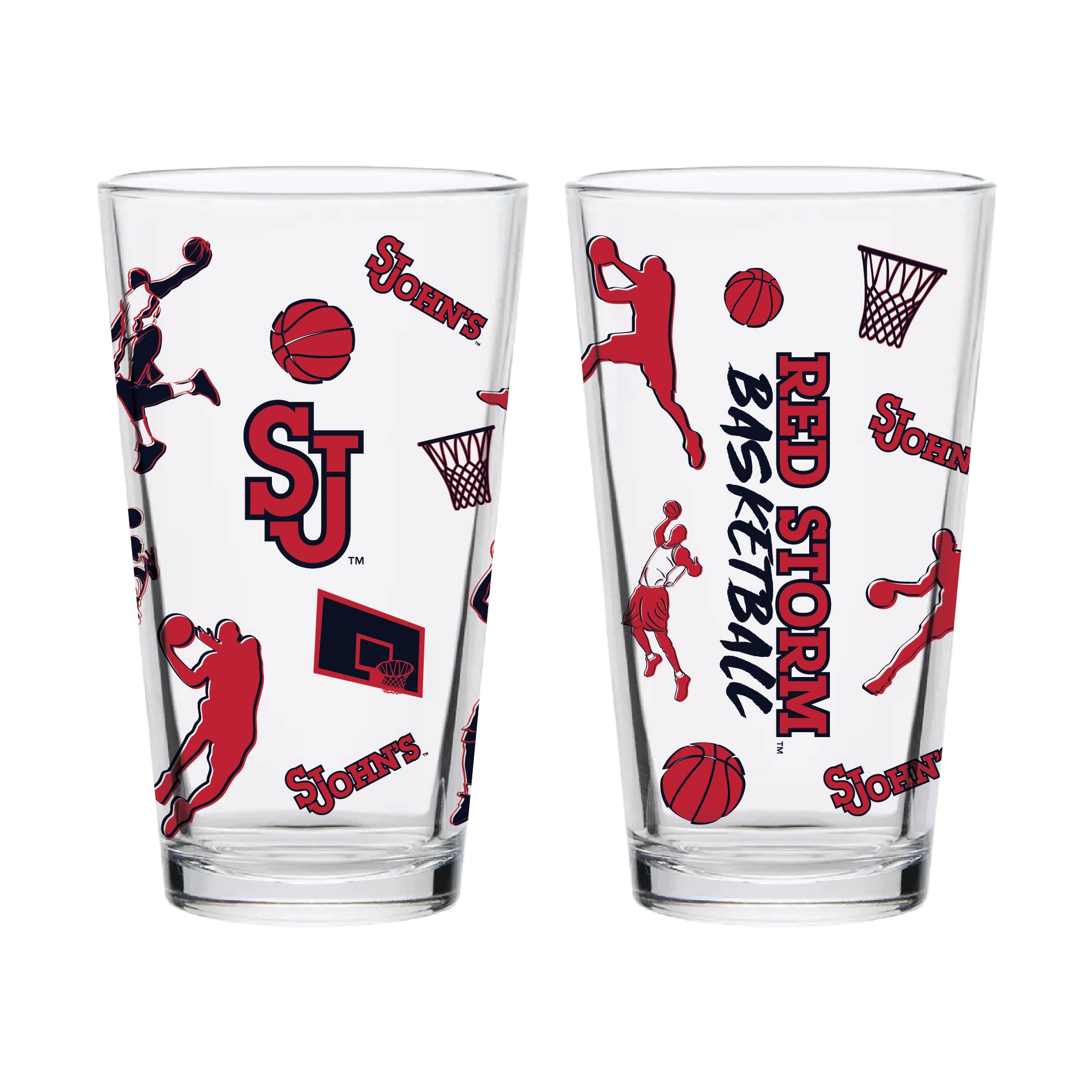 Set of 2 St. Johns Basketball Sketch 16oz Pints
