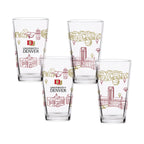 Set of 4 Denver Pioneers Campus Line Art 16oz Pints