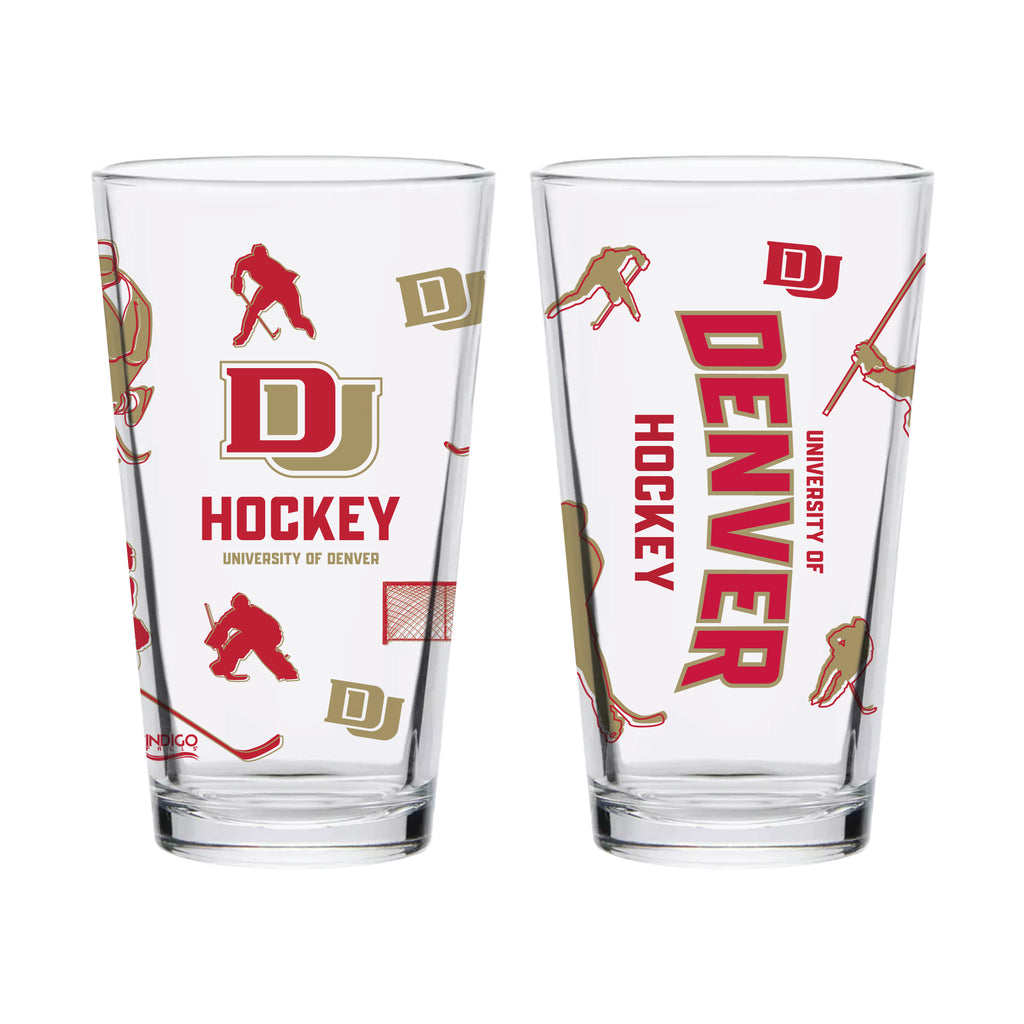 Set of 2 Denver Pioneers 16oz Hockey Pints