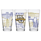 Set of 2 Marquette Golden Eagles Campus Line Art 16oz Pints