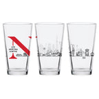 Set of 2 Northeastern Huskies Campus Line Art 16oz Pints