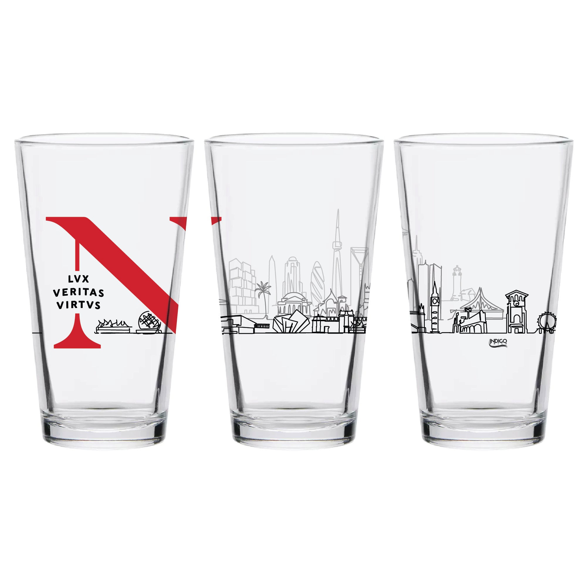 Set of 2 Northeastern Huskies Campus Line Art 16oz Pints