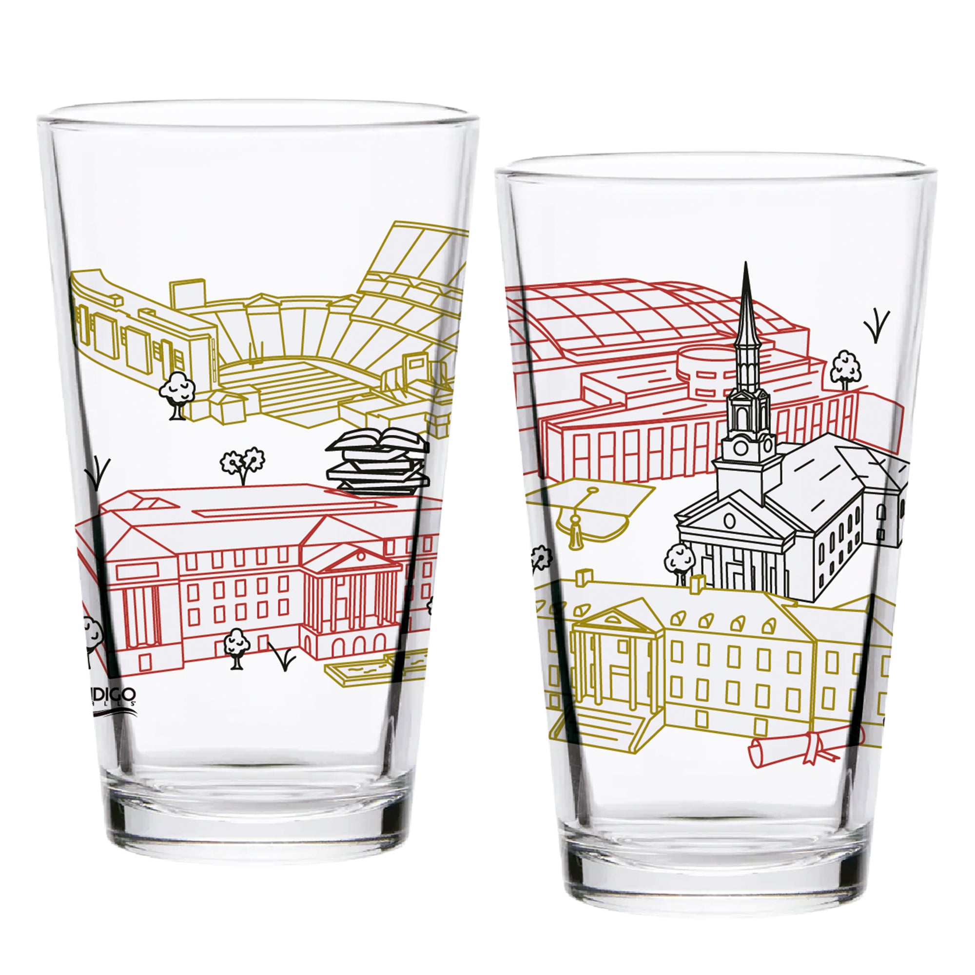 Set of 2 Maryland Terrapins Campus Line Art 16oz Pints