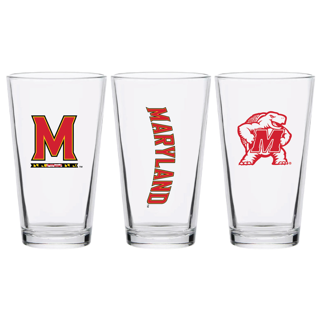 Set of 2 Maryland Terrapins College Vault Sketch 16oz Pints