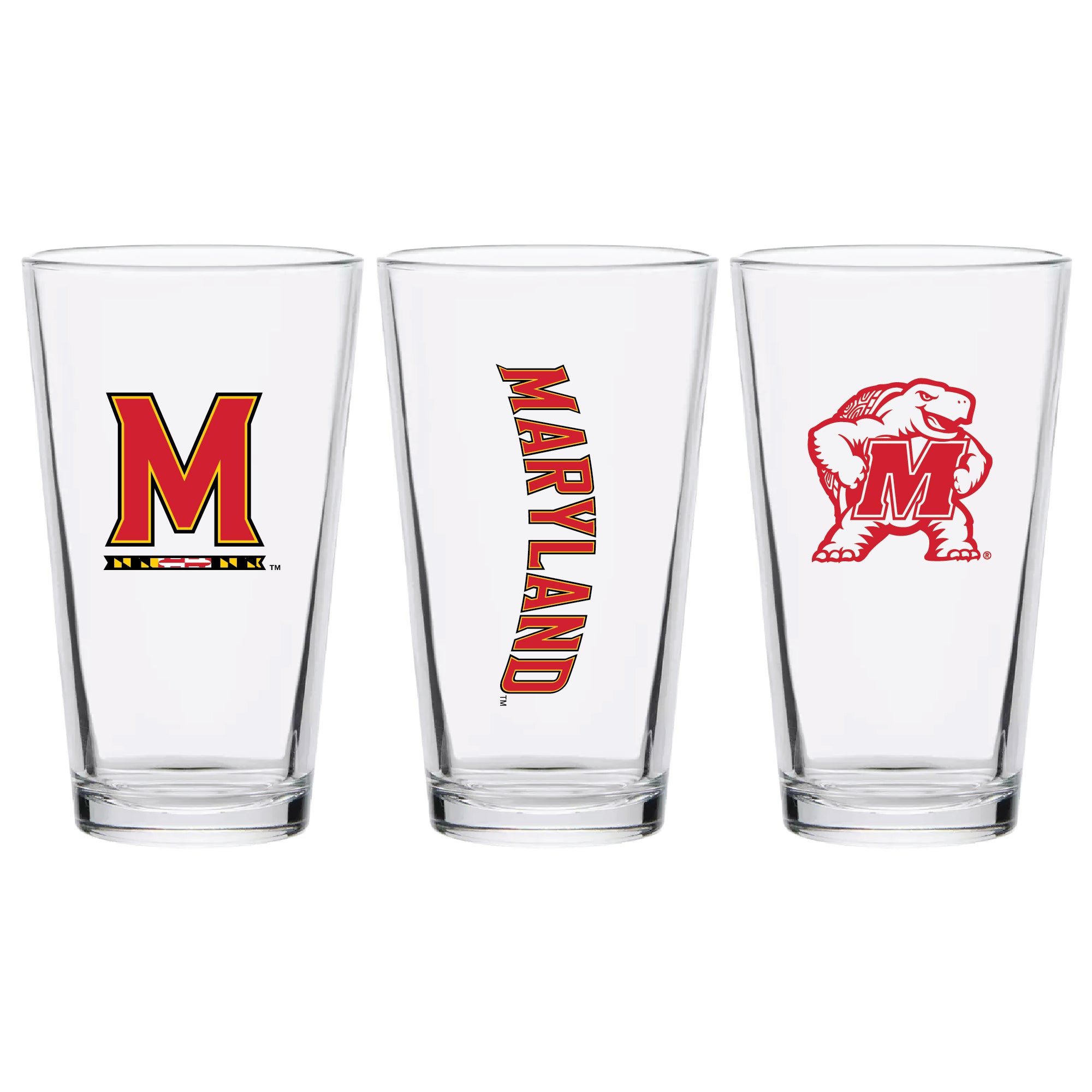 Set of 2 Maryland Terrapins College Vault Sketch 16oz Pints