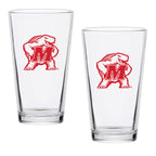 Set of 2 Maryland Terrapins College Vault Sketch 16oz Pints