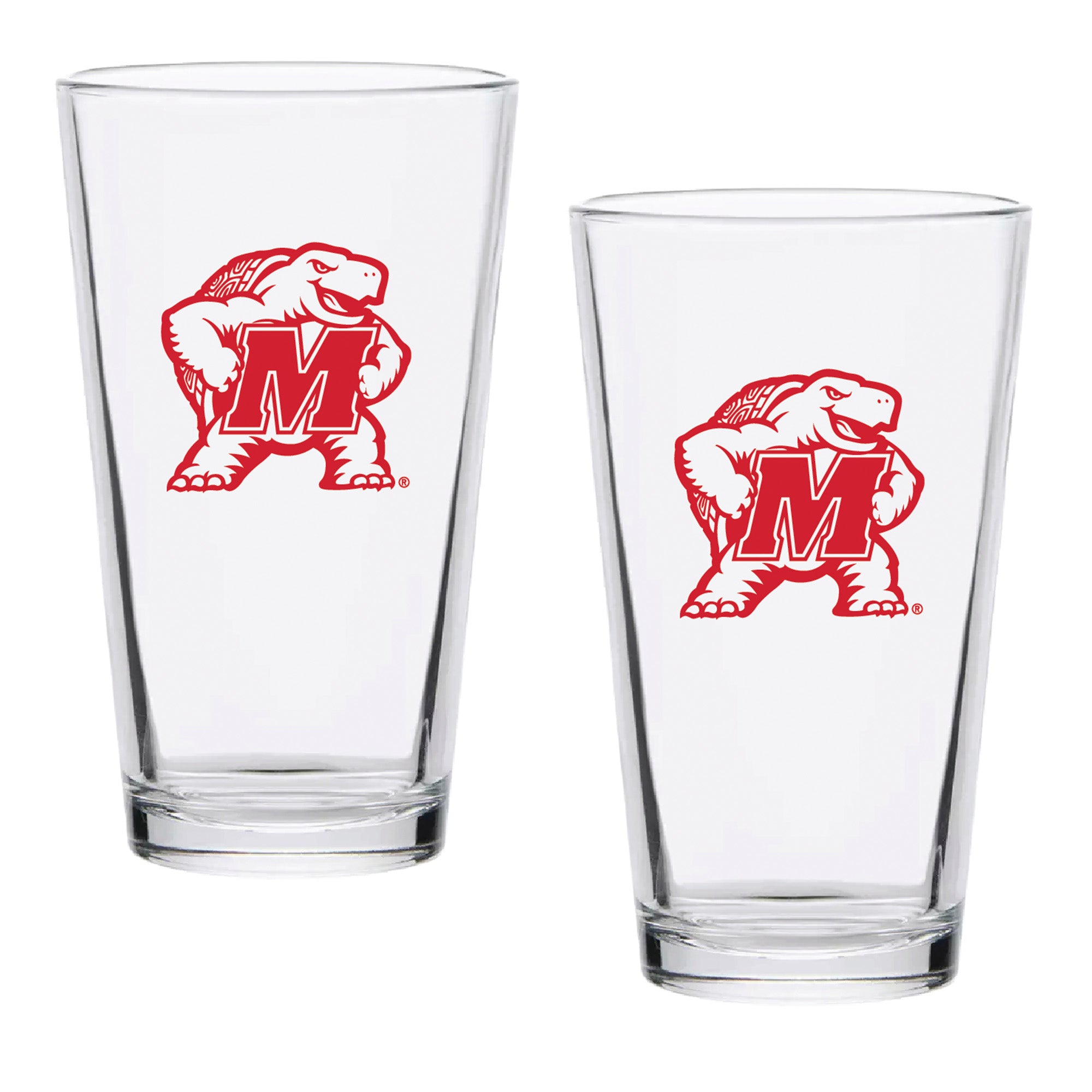 Set of 2 Maryland Terrapins College Vault Sketch 16oz Pints