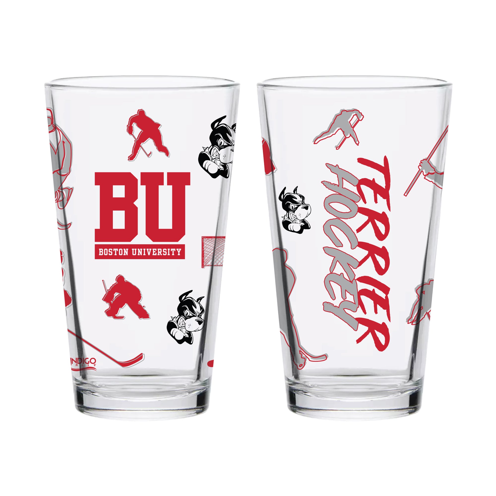 Set of 2 Boston University 16oz Hockey Pints