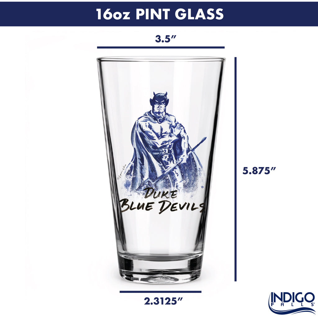 Set of 4 Duke Blue Devils Mascot by Laura Wilcox 16oz Pint Glasses