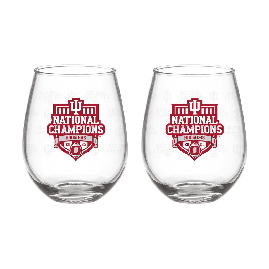 2025 CFP Football National Champions Indiana Hoosiers 2-Pack 15oz Stemless Glasses