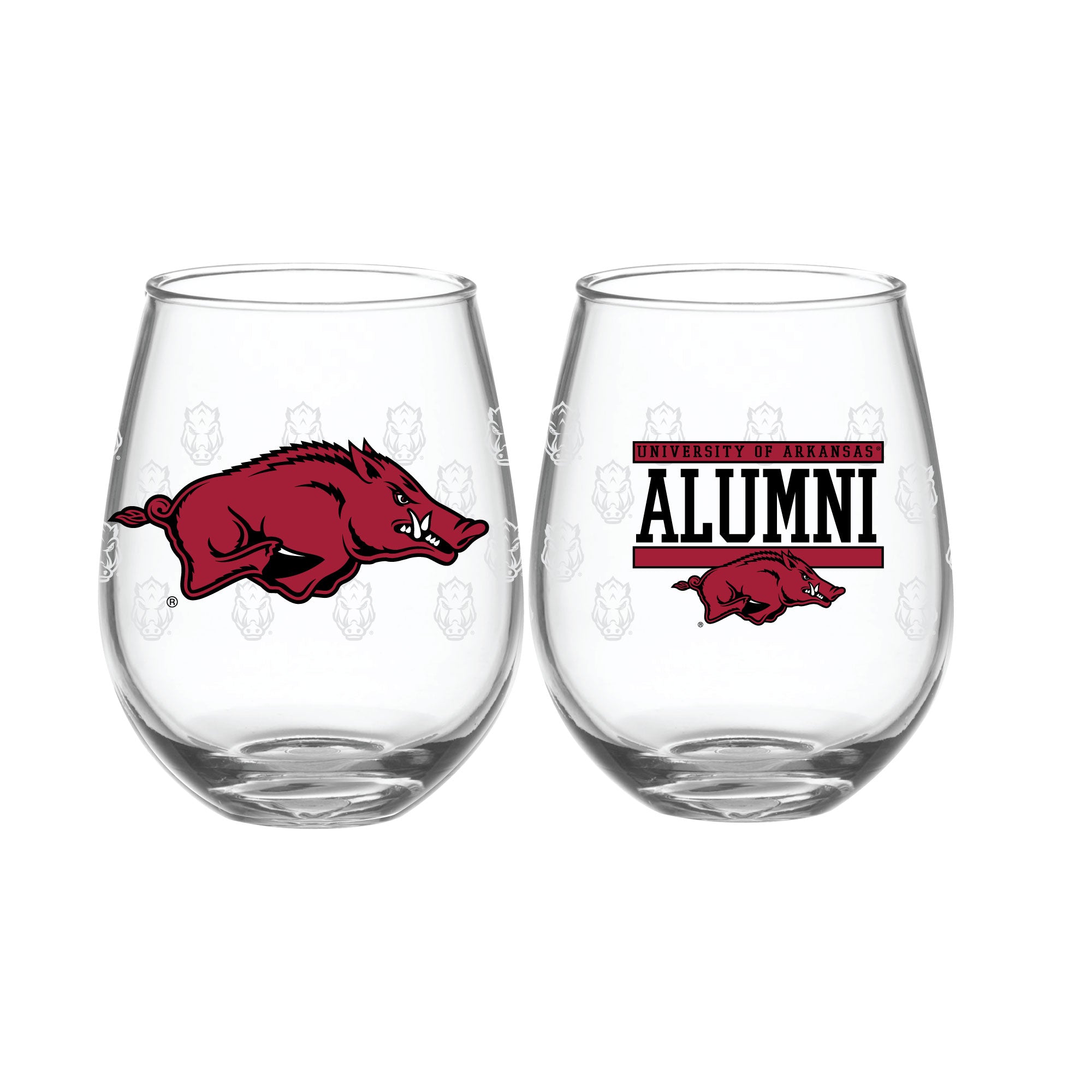 Set of 2 Arkansas Razorbacks Alumni 15oz Stemless