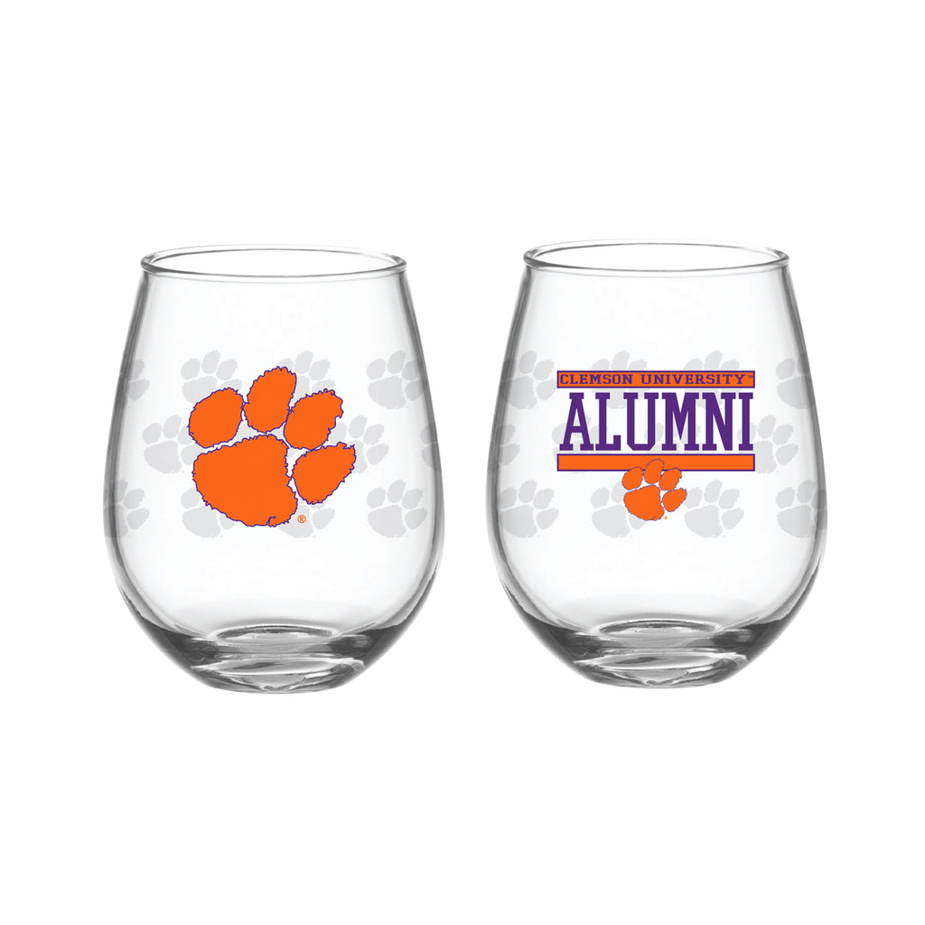 Set of 2 Clemson Tigers Alumni 15oz Stemless